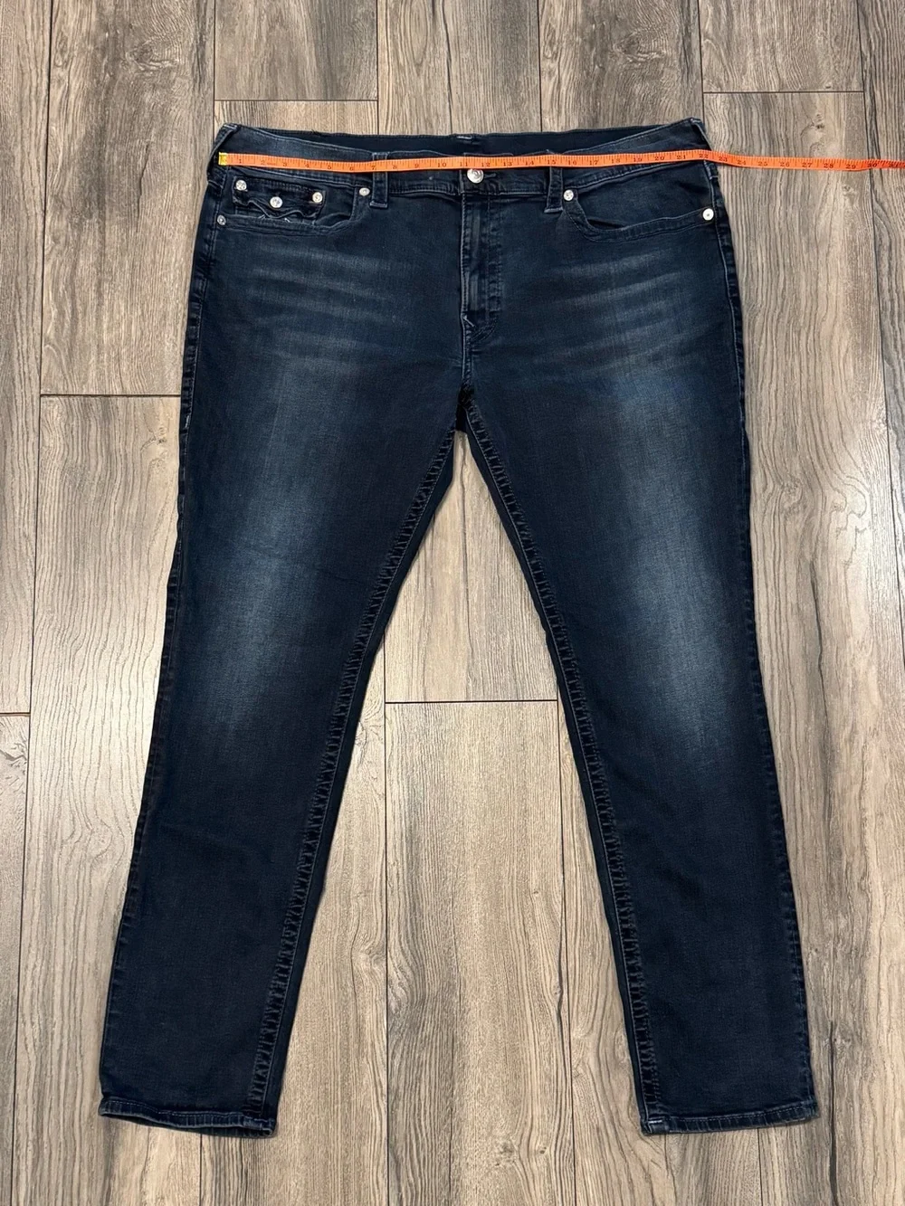 True Religion Geno Relaxed Slim Jeans Mens 44 Dark Wash Stretch Denim